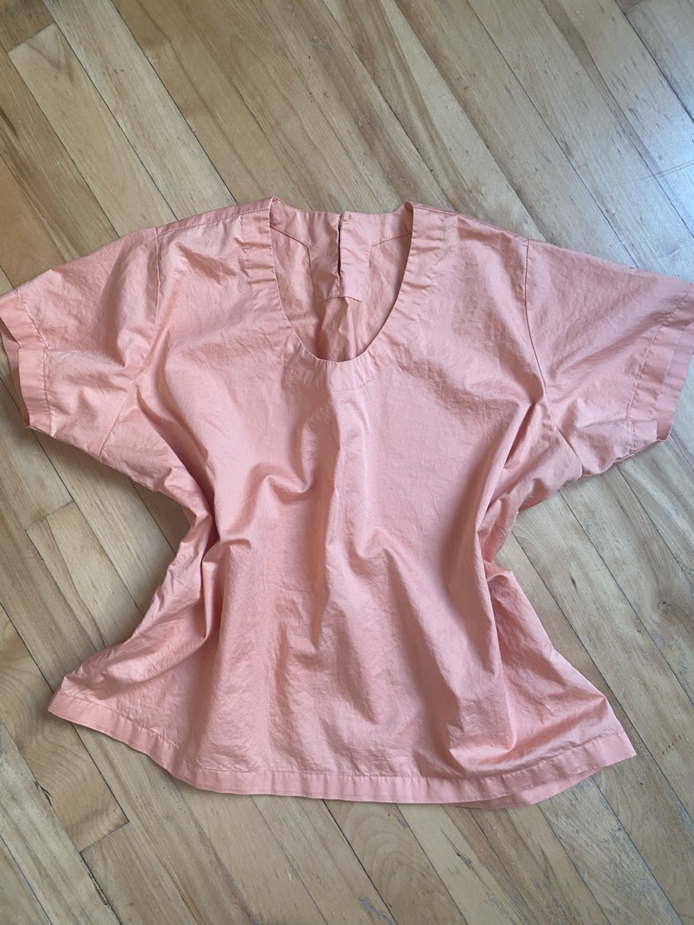 Women's Short Sleeve Round Neck Top Soft Pink 100% Cotton Shell Button Size XL
